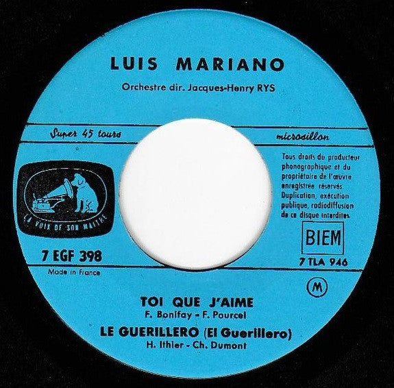 Luis Mariano : Toi Que J'Aime (7", EP)