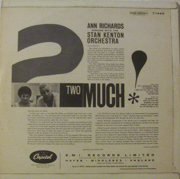 Ann Richards And Stan Kenton : Two Much! (LP, Album, Mono)
