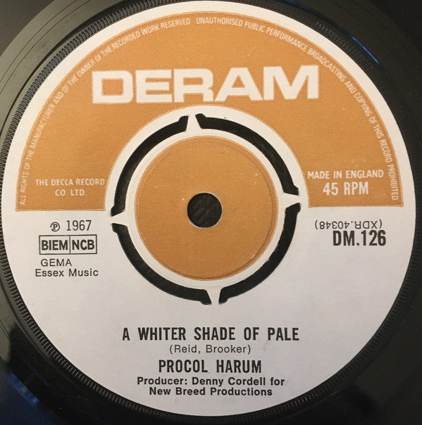 Procol Harum : A Whiter Shade Of Pale (7", Single, Bro)