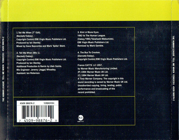 The Human League : Tell Me When (CD, Single, May)