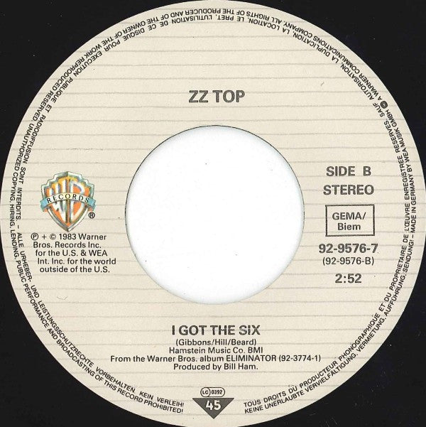 ZZ Top : Sharp Dressed Man (7", Single)