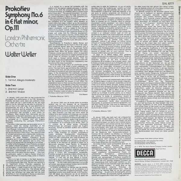 Prokofiev*, London Philharmonic Orchestra, Walter Weller : Symphony No.6 (LP)