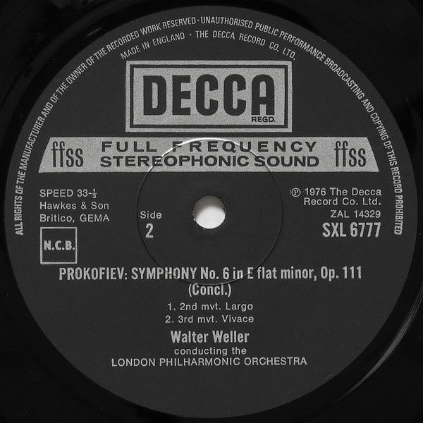 Prokofiev*, London Philharmonic Orchestra, Walter Weller : Symphony No.6 (LP)