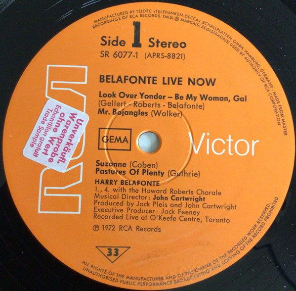 Harry Belafonte : Belafonte Live Now (2xLP, Album)
