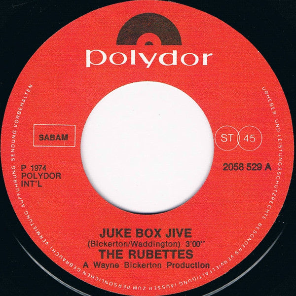 The Rubettes : Juke Box Jive (7", Single)
