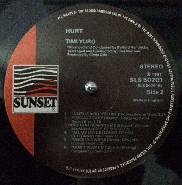 Timi Yuro : Hurt (LP, Album, RE)