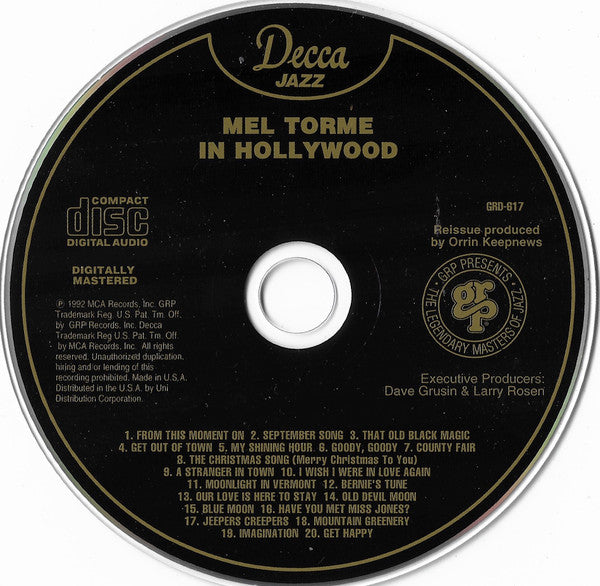 Mel Tormé : Mel Torme In Hollywood (CD, Album, RM)