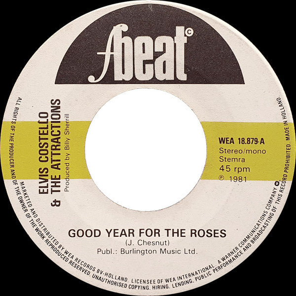 Elvis Costello : Good Year For The Roses (7", Single)