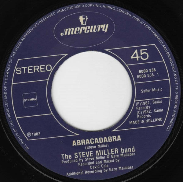 Steve Miller Band : Abracadabra (7", Single)