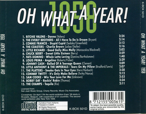 Various : Oh What A Year! 1958 (CD, Comp)