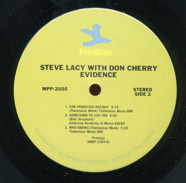 Steve Lacy with Don Cherry : Evidence (LP, Album, RE)