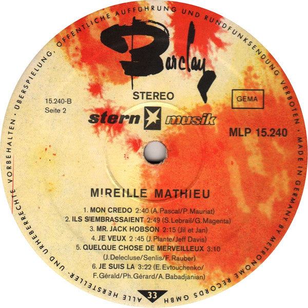Mireille Mathieu : Mireille Mathieu (LP, Album, RP)