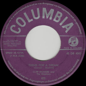 Cliff Richard & The Shadows : Theme For A Dream (7", Single)