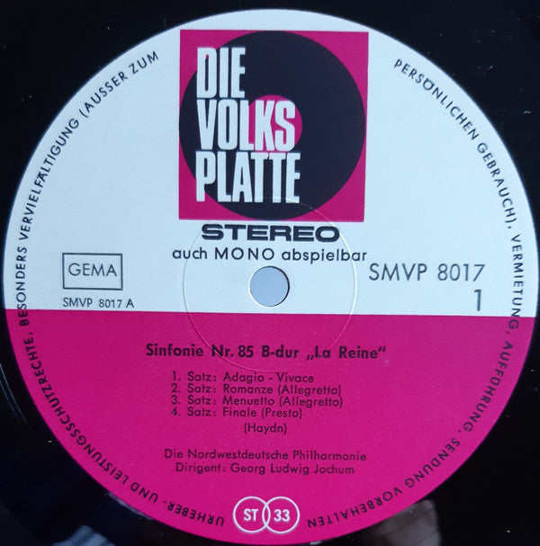 Joseph Haydn, Ludwig Hoelscher : Cellokonzert Nr. 1 B-dur op. 101 / Sinfonie Nr. 85 B-dur "La Reine" (LP)