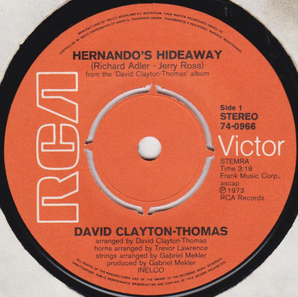 David Clayton-Thomas : Hernando's Hideaway (7")