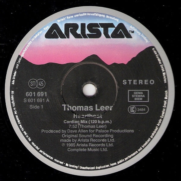 Thomas Leer : Heartbeat (Cardiac Mix) (12" Remix Version) (12", Maxi)