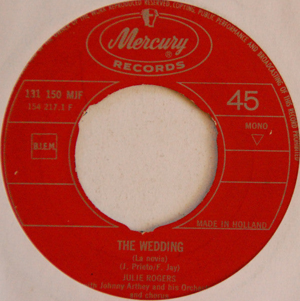 Julie Rogers : The Wedding (La Novia) / The Love Of A Boy (7", Single, Mono)
