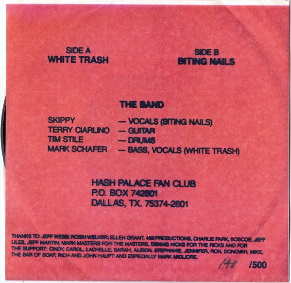 Hash Palace : White Trash / Biting Nails (7", Single, Num)