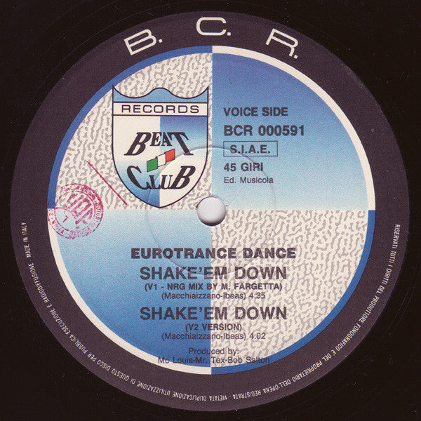 Eurotrance Dance : Shake 'Em Down (12")