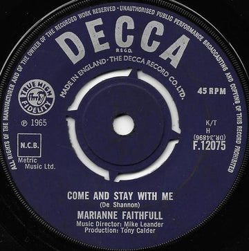 Marianne Faithfull : Come And Stay With Me (7", Single)