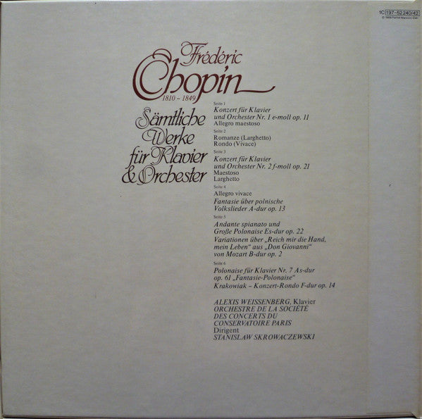 Frédéric Chopin, Stanislaw Skrowaczewski, Alexis Weissenberg, Orchestre De La Société Des Concerts Du Conservatoire : Sämtliche Werke Für Klavier Und Orchester (3xLP + Box)