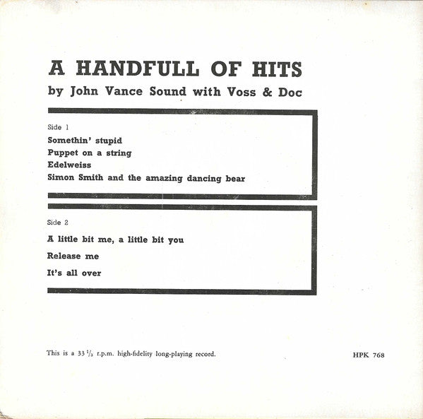 John Vance Sound With Voss & Doc : A Handful of Hits (7")