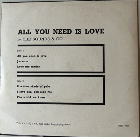 The Sounds & Co : All you need is love (7")