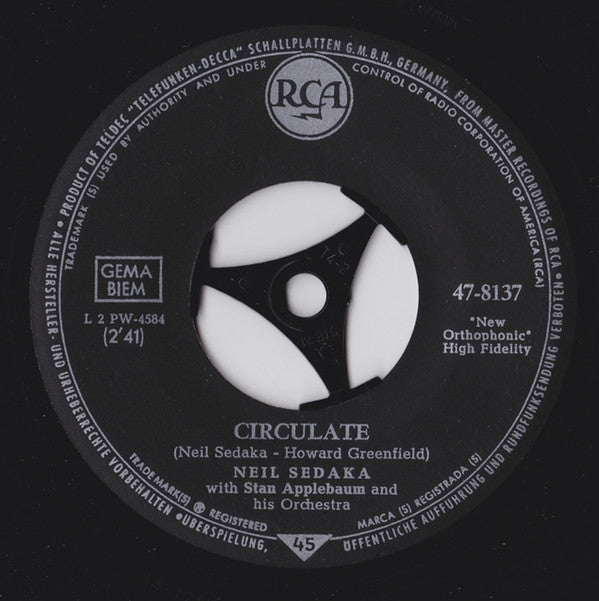 Neil Sedaka : Alice In Wonderland / Circulate (7")