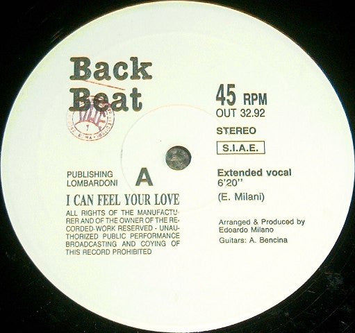 Back Beat (2) : I Can Feel Your Love (12")