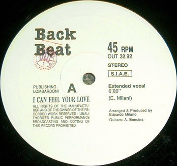 Back Beat (2) : I Can Feel Your Love (12")
