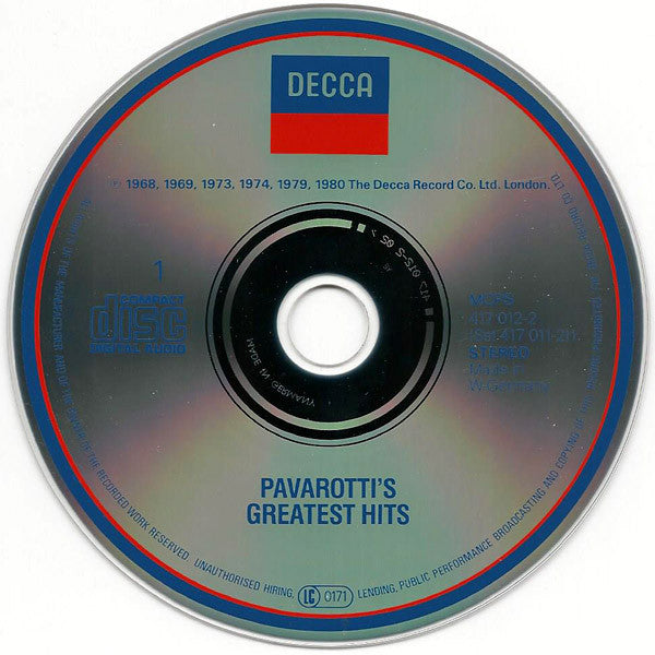 Luciano Pavarotti : Pavarotti's Greatest Hits (2xCD, Comp, RE, Fat)
