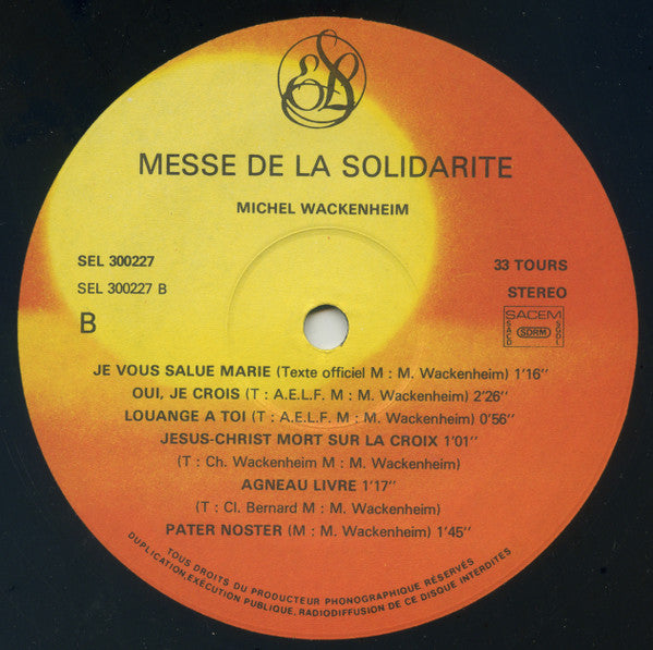 Michel Wackenheim : Messe De La Solidarité (LP, Album)