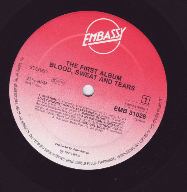 Blood Sweat & Tears* : The First Album (LP, Album, RE)