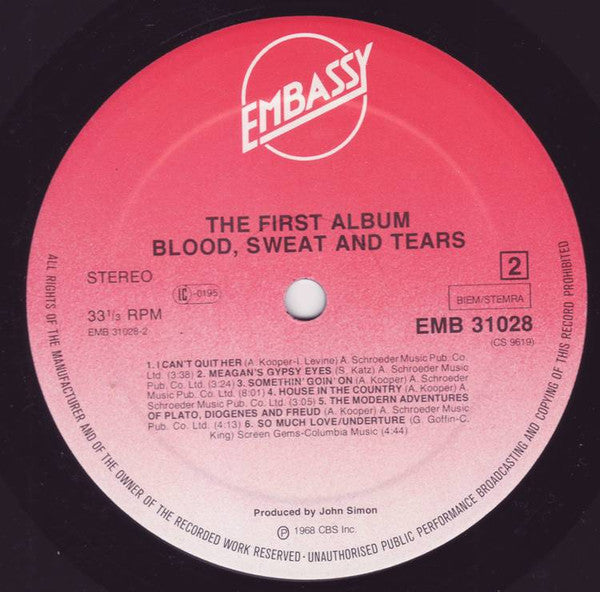 Blood Sweat & Tears* : The First Album (LP, Album, RE)