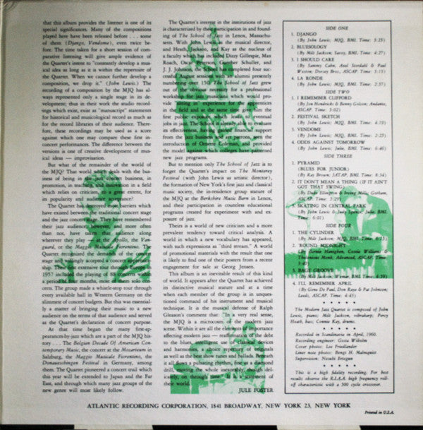 The Modern Jazz Quartet : European Concert (2xLP, Album, RE)