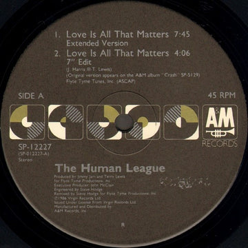 The Human League : Love Is All That Matters (12", Single)