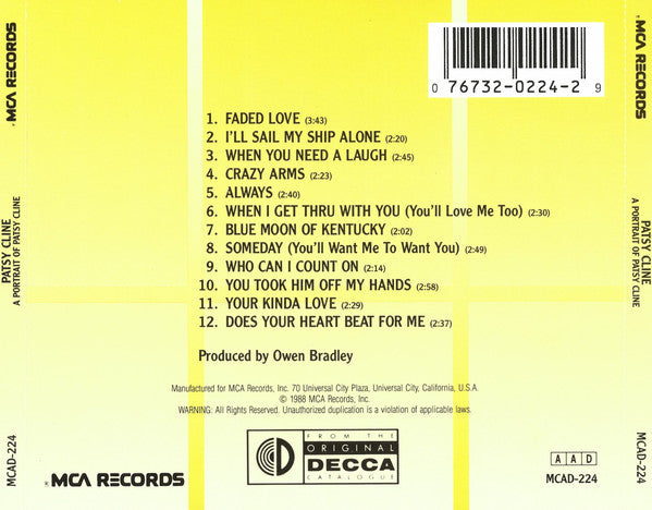 Patsy Cline : A Portrait Of Patsy Cline (CD, Comp)