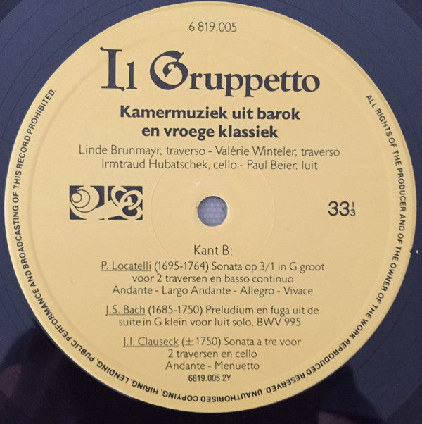 Il Gruppetto : Kamermuziek Uit Barok En Vroege Klassiek (LP)
