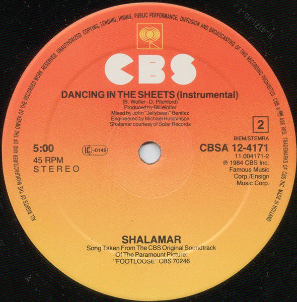 Shalamar : Dancing In The Sheets (12", Maxi)