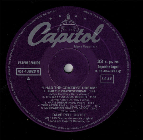 Dave Pell Octet : I Had The Craziest Dream (LP, Album, RE)