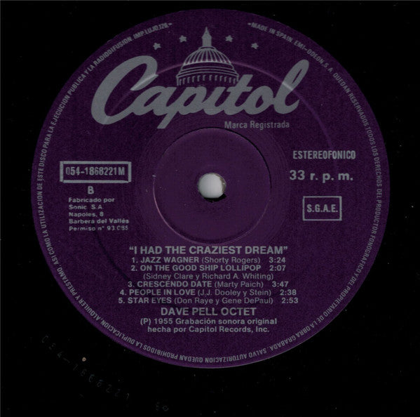 Dave Pell Octet : I Had The Craziest Dream (LP, Album, RE)
