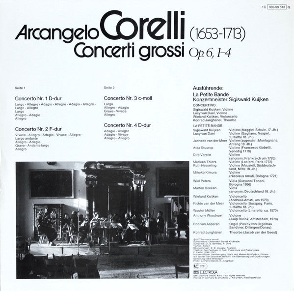 Arcangelo Corelli - La Petite Bande ∙ Sigiswald Kuijken : Concerti Grossi Opus 6, 1-4 (LP, Quad)