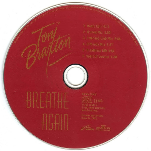 Toni Braxton : Breathe Again (CD, Maxi)