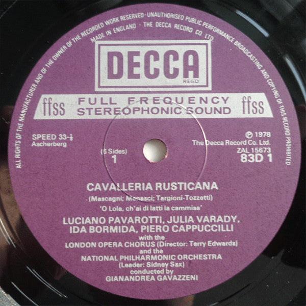 Mascagni*, Leoncavallo* - Luciano Pavarotti, Mirella Freni, Julia Varady*, Ingvar Wixell, Piero Cappuccilli, Giuseppe Patané*, Gianandrea Gavazzeni : Cavalleria Rusticana / Pagliacci (3xLP + Box)