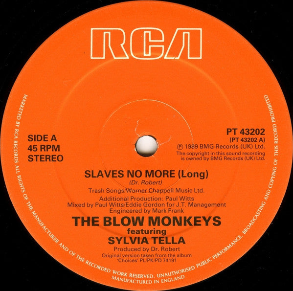 The Blow Monkeys Featuring Sylvia Tella : Slaves No More (12", Single)