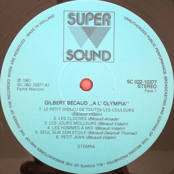 Gilbert Bécaud : Bécaud À L'Olympia (LP, Album, RE)