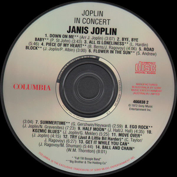 Janis Joplin : In Concert (CD, Album)