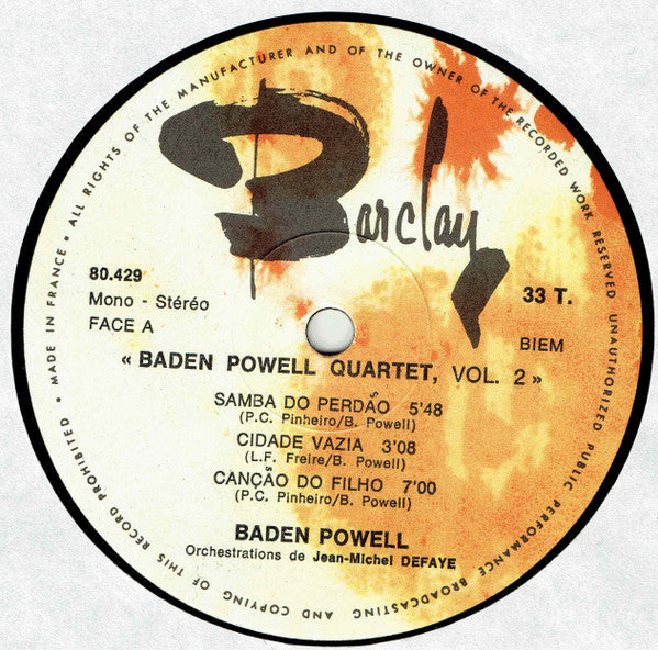 Baden Powell Quartet : Vol. 2 (LP, Album)