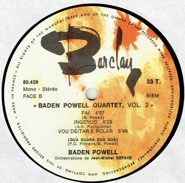 Baden Powell Quartet : Vol. 2 (LP, Album)