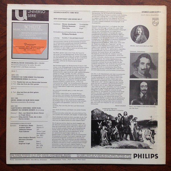 Heinrich Schütz / Dresdner Kreuzchor, Rudolf Mauersberger : Musicalische Exequien  (LP)